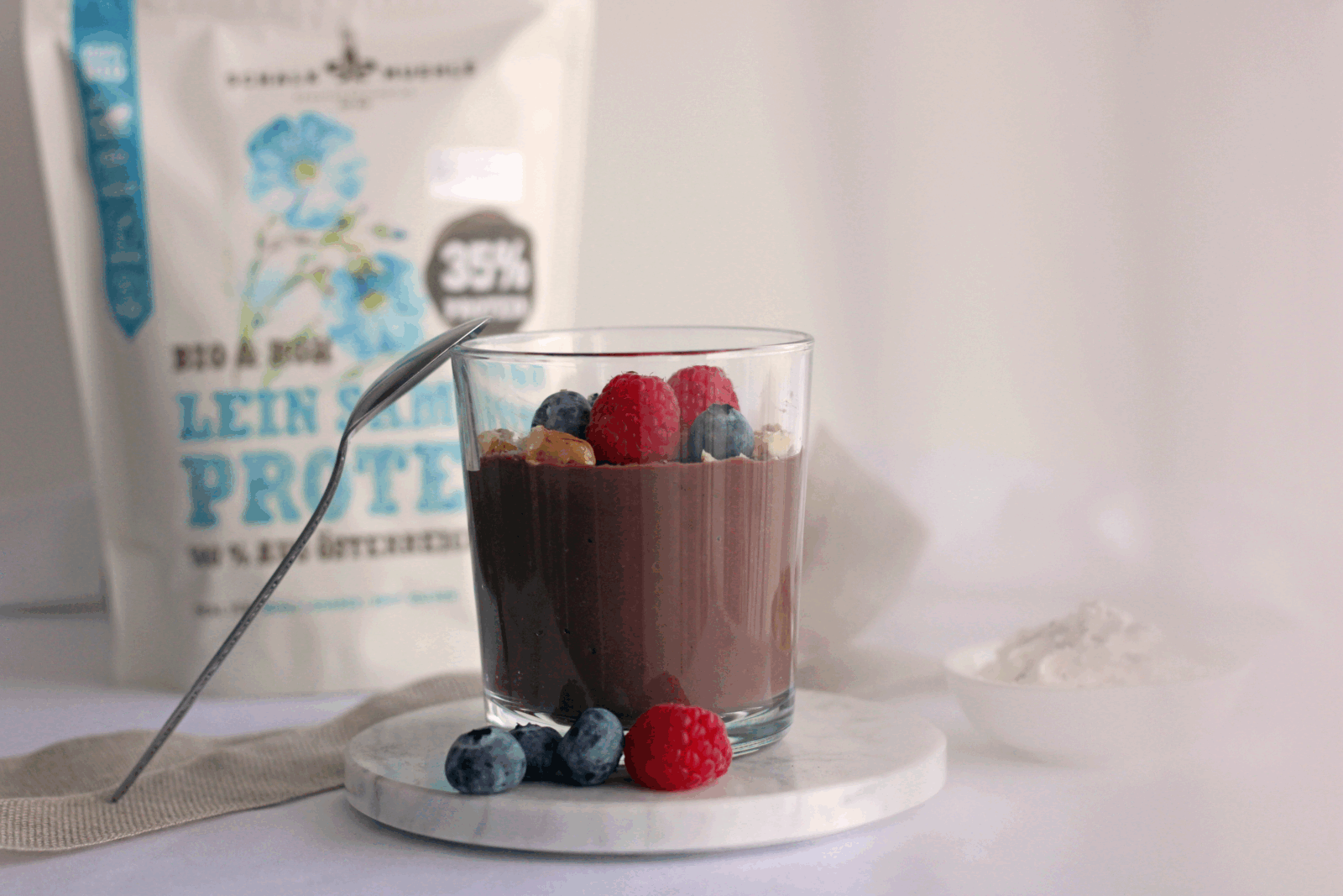 Leinsamen Protein Pudding