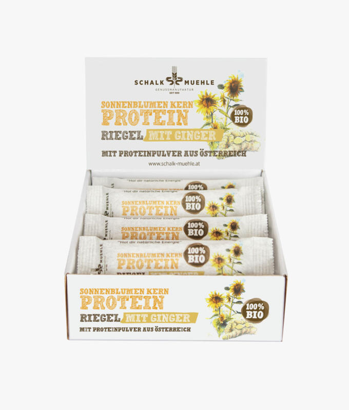 Sonnenblumenkern Protein Riegel mit Ingwer Box